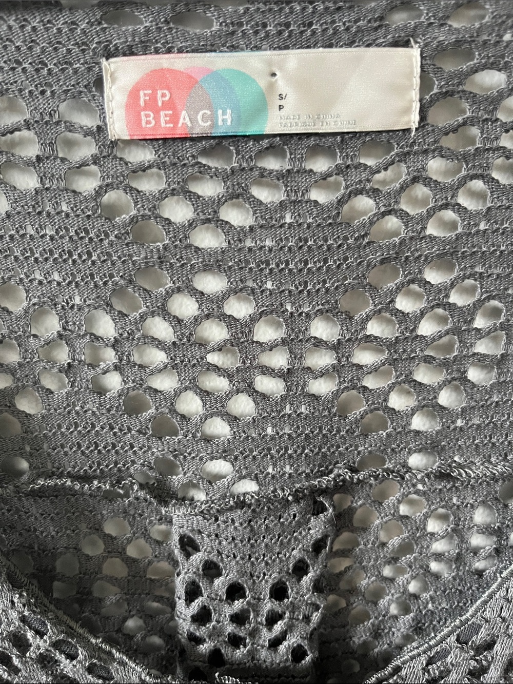 Free People Beach Large Love Song Crochet Gray Hi Lo Cardigan Sweater - Picture 3 of 7